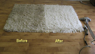 Before and after area rug cleaning